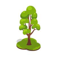 Green Tree Standing on Small Grass Patch vector