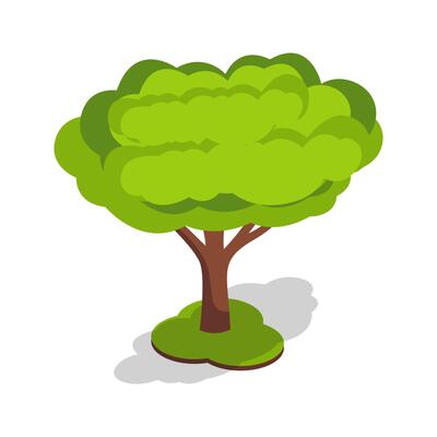 Decorative Green Tree on Grass Patch