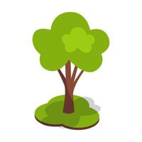 Decorative Green Tree on Small Grass Patch vector