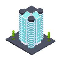 Futuristic Office Building Isometric with Tree vector