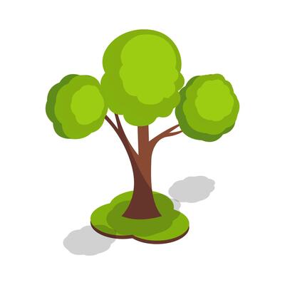 Green Tree with Three Large Branches
