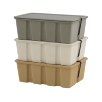 Stack of three rectangular eco containers with lids png