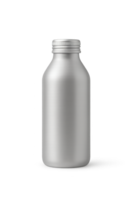 Sleek metallic bottle with screw cap, smooth brushed aluminum surface png