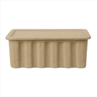 Rectangular molded pulp packaging container with lid png
