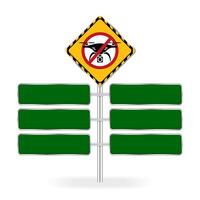 No drone zone Warning sign and Green sign boards template for copy space of text message, Flights with drone prohibited and sign boards plate direction, No drones Prohibition sign isolated on white vector