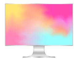 mock up computer and wallpaper colorful colors, flat monitor with multi colors vivid full screen, pc display digital wide screen and slim, colorful art on 4k modern screen, monitor modern lcd desktop vector
