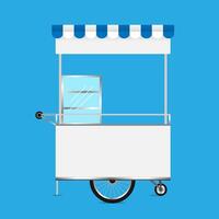 kiosk white, template blank of kiosk wheels cart stock clip art for design, kiosk empty for design of market and exterior symbol, set of market food outdoor vector