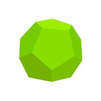 green dodecahedron basic simple 3d shapes isolated on white background, geometric dodecahedron icon, 3d shape symbol dodecahedron, clip art geometric dodecahedron shape for kids learning vector
