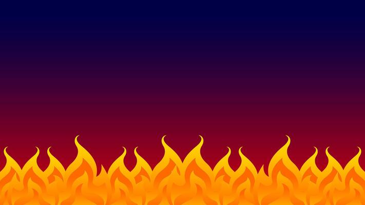 fire, flame row on red blue gradient background dark, bonfire frame, fire flame isolated on dark blue, copy space