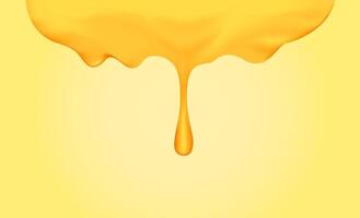 honey dripping with honey dipper isolated on yellow gold background, honey liquid drop golden of honeycomb for graphic, honey drip splash flowing from top, syrup sweet and sticky flowing splash drip vector
