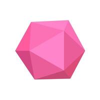 pink icosahedron basic simple 3d shapes isolated on white background, geometric icosahedron icon, 3d shape symbol icosahedron, clip art geometric icosahedron shape for kids learning vector