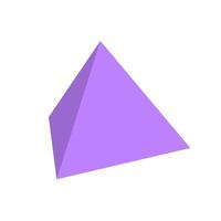 purple tetrahedron basic simple 3d shapes isolated on white background, geometric tetrahedron icon, 3d shape symbol tetrahedron, clip art geometric tetrahedron shape for kids learning vector
