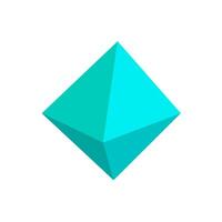 blue octahedron basic simple 3d shapes isolated on white background, geometric octahedron icon, 3d shape symbol octahedron, clip art geometric octahedron shape for kids learning vector
