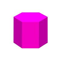 purple hexagonal prism basic simple 3d shapes isolated on white background, geometric hexagonal prism icon, 3d shape symbol hexagonal prism, clip art geometric hexagonal prism shape for kids learning vector