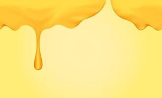 honey dripping with honey dipper isolated on yellow gold background, honey liquid drop golden of honeycomb for graphic, honey drip splash flowing from top vector