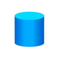 blue cylinder basic simple 3d shapes isolated on white background, geometric cylinder icon, 3d shape symbol cylinder, clip art geometric cylinder shape for kids learning vector