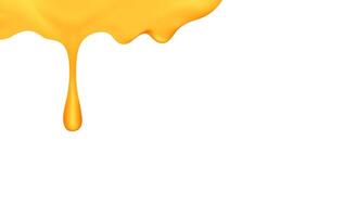 honey dripping with honey dipper isolated on white background, honey liquid drop golden of honeycomb for banner graphic, honey drip splash flowing from top vector