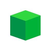 green cube basic simple 3d shapes isolated on white background, geometric cube box icon, 3d shape symbol cube, clip art geometric cube shape for kids learning vector