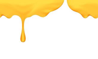 honey dripping with honey dipper isolated on white background, honey liquid drop golden of honeycomb for banner graphic, honey drip splash flowing from top, syrup sweet and sticky flowing splash drip vector