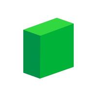 green cuboid basic simple 3d shapes isolated on white background, geometric cuboid box icon, 3d shape symbol cuboid, clip art geometric cuboid shape for kids learning vector