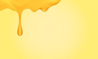 honey dripping with honey dipper isolated on yellow gold background, honey liquid drop golden of honeycomb for graphic, honey drip splash flowing from a top vector