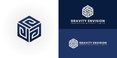 The logo prominently displays the letters GE integrated into a three-dimensional cube, symbolizing interconnected thinking for technology and software businesses. vector