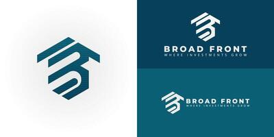 The distinctive logo features the letters BF incorporated into a multi-sided geometric shape, symbolizing integrated services for Real Estate and Property Management businesses. vector