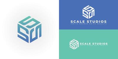 The logo features stylized S shapes integrated within a 3D cube, symbolizing interconnected thinking for marketing and advertising businesses. The cube represents the aspects of a marketing strategy vector