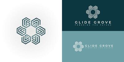 The logo features stylized G shapes cleverly integrated within six interconnected hexagons arranged around a central point. This design represents integrated and generative technology and businesses vector