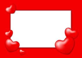 template banner frame with heart shape red for valentine love card background, red frame blank for valentine copy space, red banner frame valentines with heart shapes decoration vector