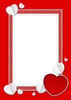 template banner frame and heart shape red color for valentines love card background and blank for copy space, red banner frame valentine with element heart shape decoration vector