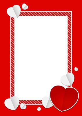 template banner frame and heart shape red color for valentines love card background and blank for copy space, red banner frame valentine with element heart shape decoration