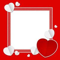 template banner frame and heart shape red color for valentines love card background and blank for copy space, red banner frame valentine with element heart shapes decoration vector