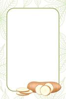 banner frame of cassava fresh and copy space, cassava cut slice for tapioca flour industry or ethanol, pile yucca cassava tuber on banner frame vector