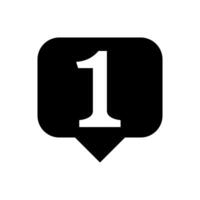 icon number 1 in speech bubble square, first symbol, 1st symbol vector