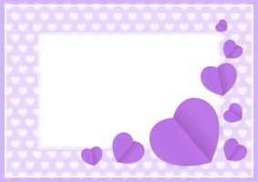 frame of purple pastel color soft and hearts shape for banner background and copy space white paper, heart shape purple soft, heart shaped pastel purple for card frame, heart shape symbolizes love vector