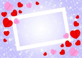 empty white frame and red pink heart shape for template banner valentines card background, many hearts shape on purple gradient soft for valentine backgrounds, image purple with heart shape decoration vector