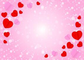 empty frame and red pink heart shape for template banner valentines card pink background, many hearts shape on pink gradient soft for valentine backgrounds, image pink with heart-shape decoration vector