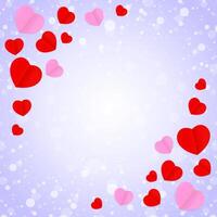 empty purple frame and red pink heart shape for template banner valentines card background, many hearts shape on purple gradient soft for valentine background, image purple with heart shape decoration vector
