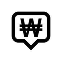 won currency symbol in speech bubble square isolated on white vector