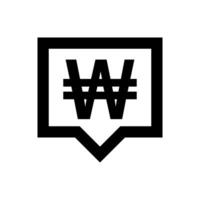 won currency symbol in speech bubble square isolated on a white vector
