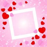 empty frame and red pink heart shape for template banner valentines card background, many hearts shape on pink gradient soft for valentine backgrounds, image pink with heart-shape decoration vector