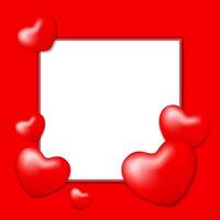 template banner frame with heart shape red colors for valentine love card background, red frame blank for valentine copy space, red banner frame valentines with element heart shape vector