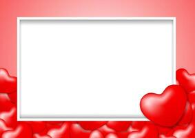 template banner frame with heart shape red for valentine love card background, red frame blank for valentine copy space, red banner frame valentines with element heart shapes decoration vector