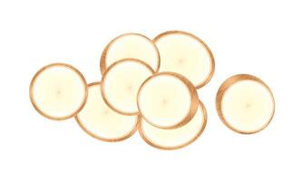 raw cassava fresh isolated on white background, cassava cut slice for tapioca flour industry or ethanol industry, pile yucca cassava tuber vector