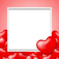 template banner frame with heart shape red colors for valentine love card background, red frame blank for valentine copy space, red banner frame valentines with element heart shapes decoration vector