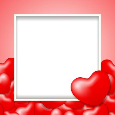template banner frame with heart shape red colors for valentine love card background, red frame blank for valentine copy space, red banner frame valentines with element heart shapes decoration