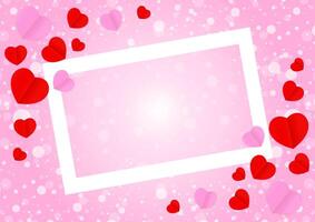 empty white frame and red pink heart shape for template banner valentines card background, many hearts shape on pink gradient soft for valentine backgrounds, image pink with heart-shape decoration vector