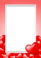 template banner frame with heart shape red for valentine love card background, red frame blank for valentine copy space, red banner frame valentines with element heart shape decoration vector