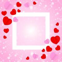 white frame and red pink heart shape for template banner valentines card background, many hearts shape on pink gradient soft for valentine backgrounds, image pink with heart-shape decoration vector